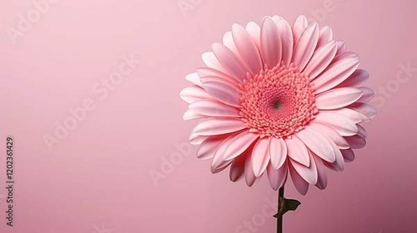 Fototapeta A closeup of pink gerbera daisy petals with water droplets, highlighting their delicate texture, studio view.