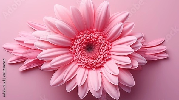 Fototapeta A bouquet of pink gerbera daisies arranged in a glass vase, perfect for decoration, studio view.