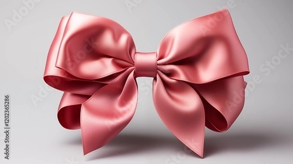 Fototapeta A large pink bow tied with a satin ribbon, perfect for festive gift wrapping and decor, studio view.
