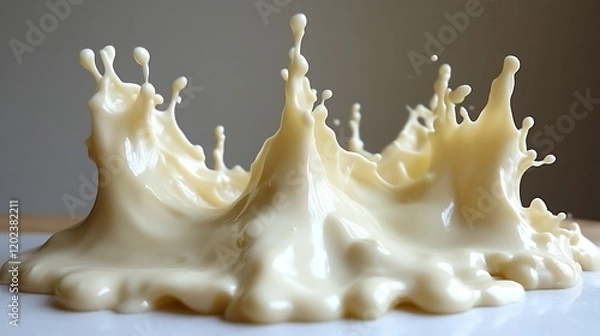 Fototapeta Creamy White Liquid Splashing Dynamically