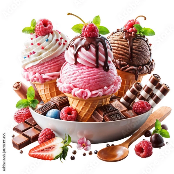 Obraz chocolate ice cream with cherry