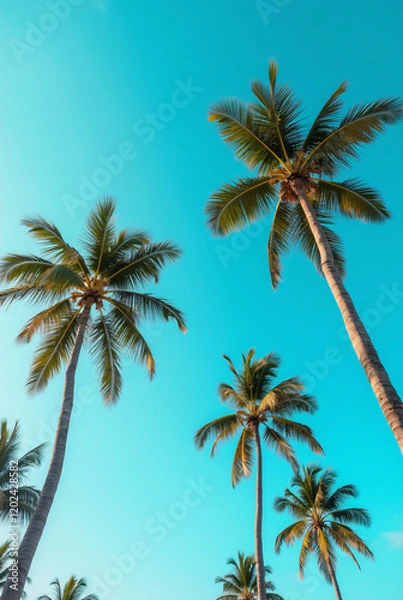Fototapeta A Blue Sky With Palm Trees