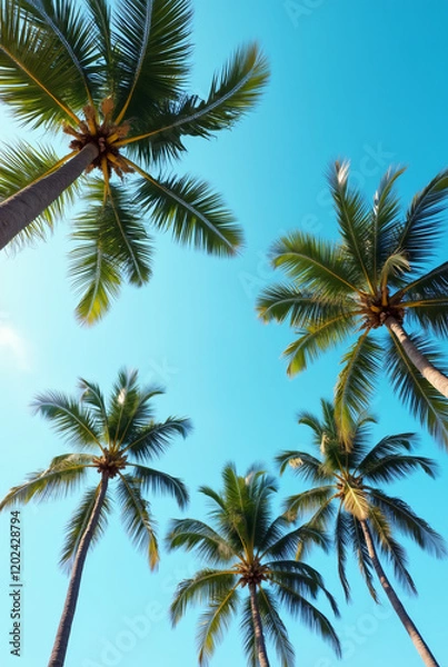 Fototapeta A Blue Sky With Palm Trees
