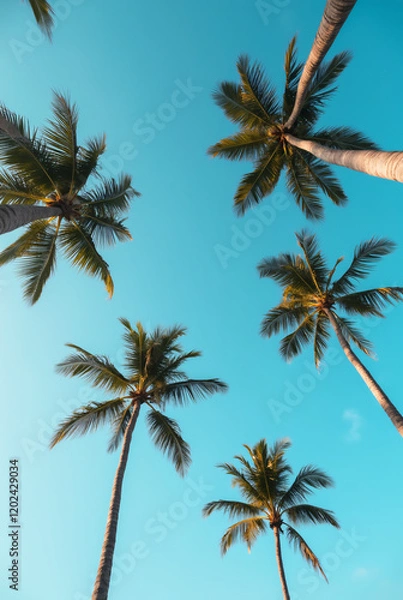 Fototapeta A Blue Sky With Palm Trees