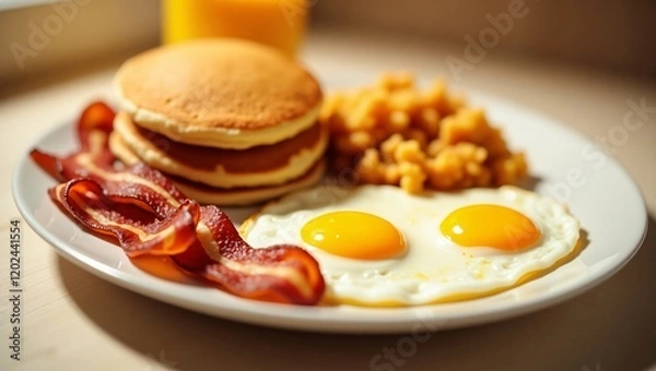 Fototapeta Bacon, Eggs, Pancakes, and Hashbrowns