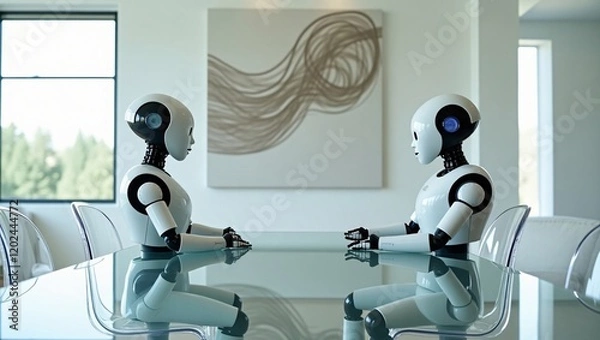 Fototapeta Humanoid Robots and Abstract Art