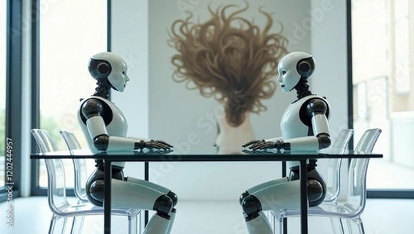 Fototapeta Humanoid Robots and Abstract Art