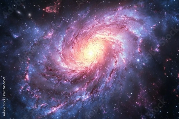 Fototapeta A vibrant spiral galaxy swirls amidst countless stars