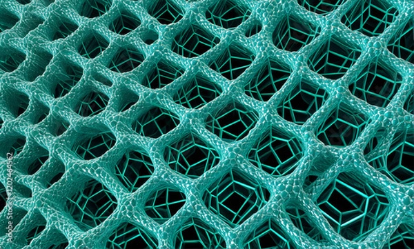 Fototapeta   A microscopic view of intricate crystal lattice structures within a gemstone, showcasing the detailed atomic structure through advanced scientific visualization techniques using electron microscopy.