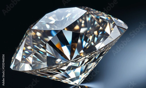 Fototapeta   A stunningly detailed 8K macro photograph of a diamond, capturing its intricate internal inclusions and reflections.