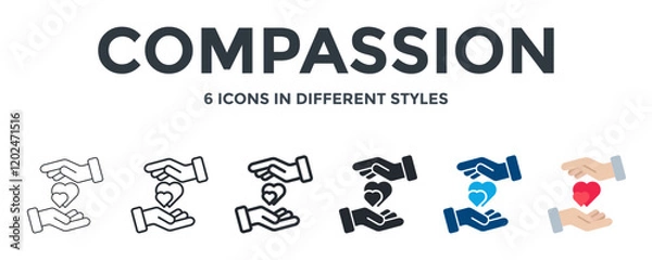 Fototapeta Compassion Icon In Different Style Vector Illustration. Designed In Thin Line, Regular Line, Bold Line, Glyph, Color Fill, And Flat Style Can Be Used For Web