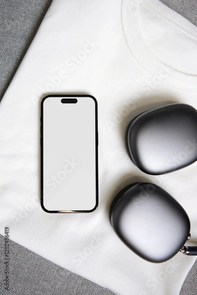 Obraz Smartphone Mockup on a white t-shirt