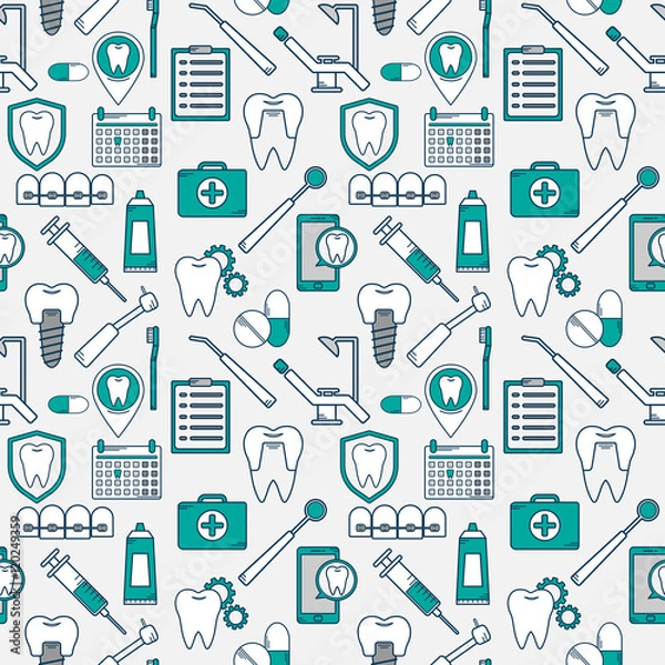 Obraz vector pattern in a dental linear style