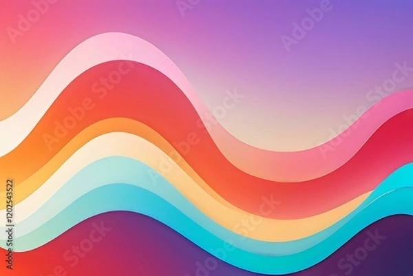 Fototapeta Abstract fluid wavy background with vibrant gradient colors from pink to orange, purple and turquoise, perfect for modern presentations, web design and creative projects.