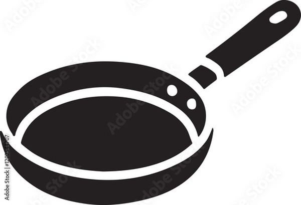 Fototapeta Frying pan icon silhouette vector with white background 