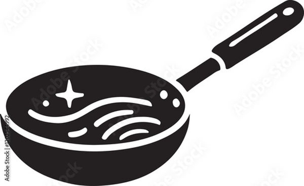 Fototapeta Frying pan icon silhouette vector with white background 