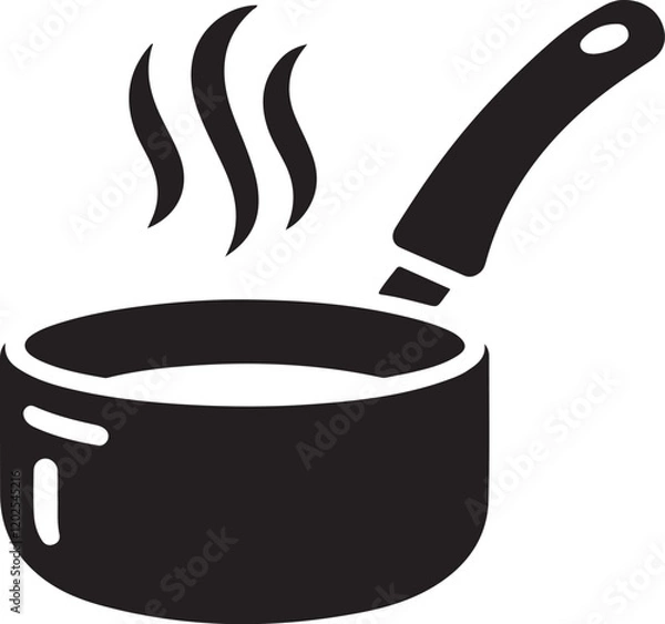 Fototapeta Frying pan icon silhouette vector with white background 