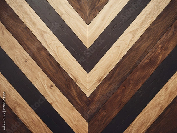 Fototapeta A simple geometric pattern of light and dark wood panels arranged in an alternating fashion