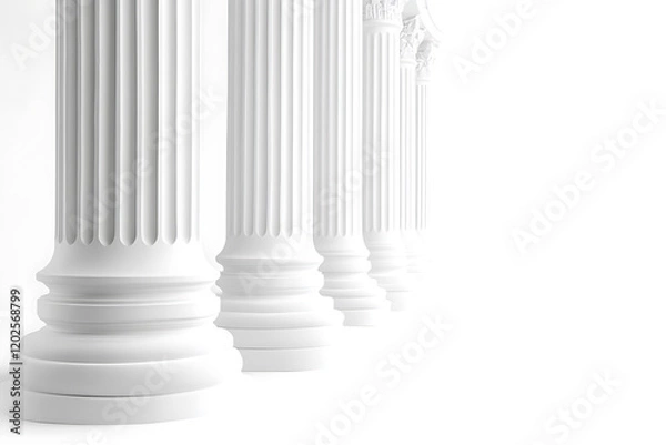 Fototapeta Set of white classic columns isolated on a white background