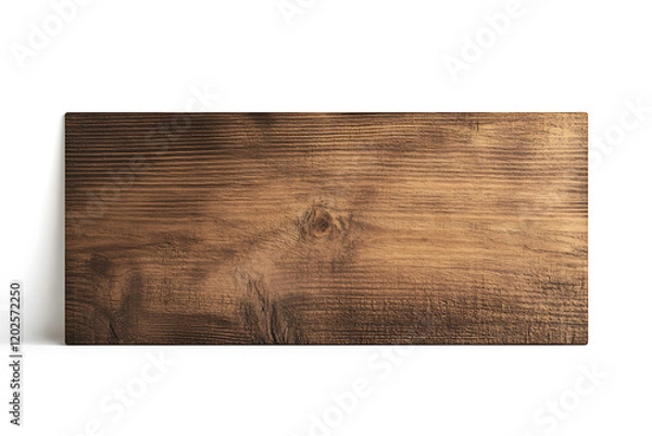 Fototapeta Standing empty old brown wooden board sign isolated on a white background