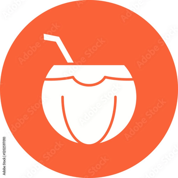 Fototapeta Coconut icon single vector illustration
