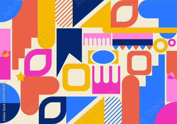 Obraz Simple flat geometric pattern white background vector design