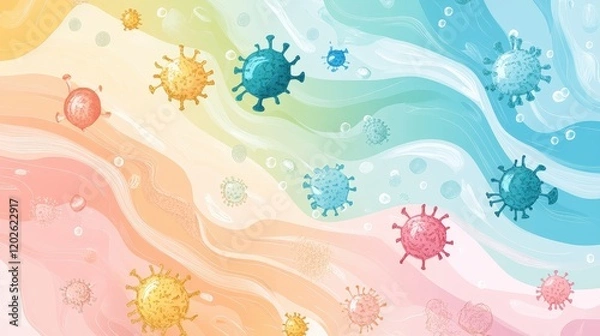 Fototapeta pathogen flat design side view infection prevention theme water color Complementary Color Scheme