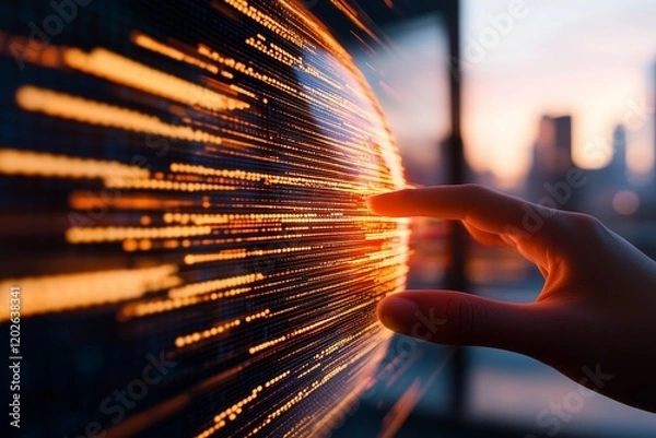 Obraz Abstract concept of futuristic global connectivity of Financial data analysis business programmer coding showing artificial intelligence and machine learning concept. Generative AI