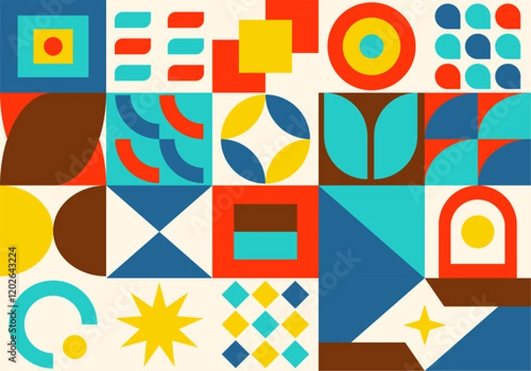 Fototapeta a colorful background with a pattern of different shapes