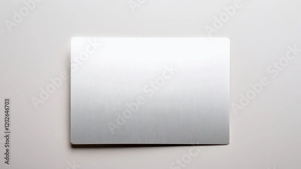 Obraz Brushed metal card mockup on a clean white surface for professional branding visuals.