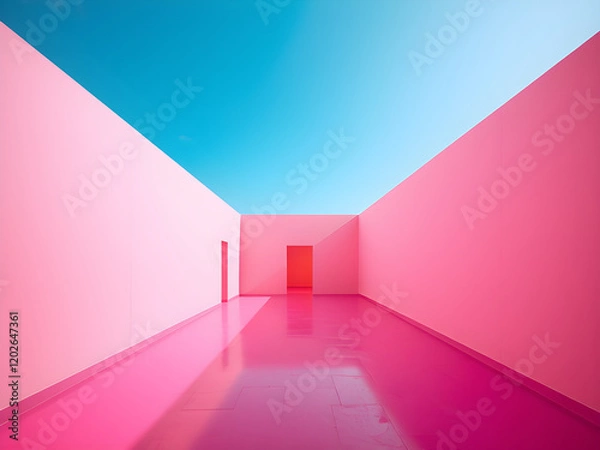 Fototapeta colorful liminal space, 3d render