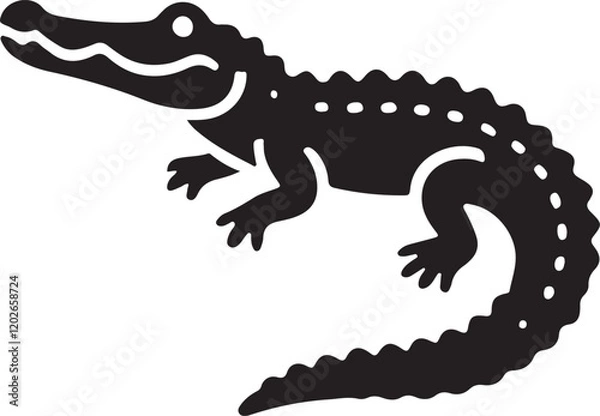 Fototapeta Alligator icon silhouette vector with white background