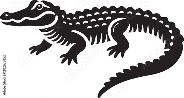 Fototapeta Alligator icon silhouette vector with white background