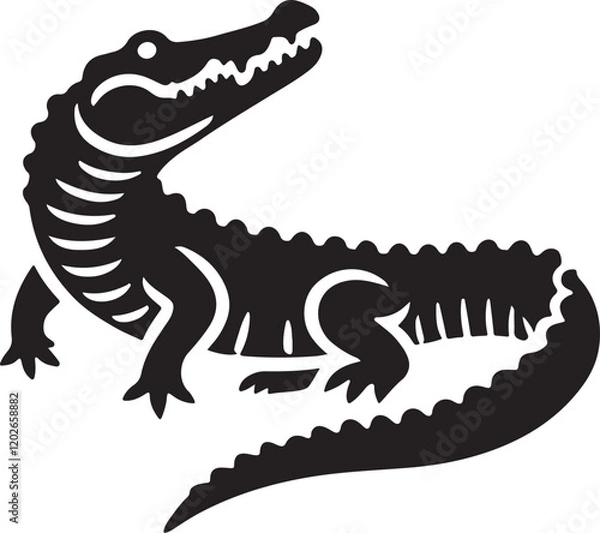 Fototapeta Alligator icon silhouette vector with white background
