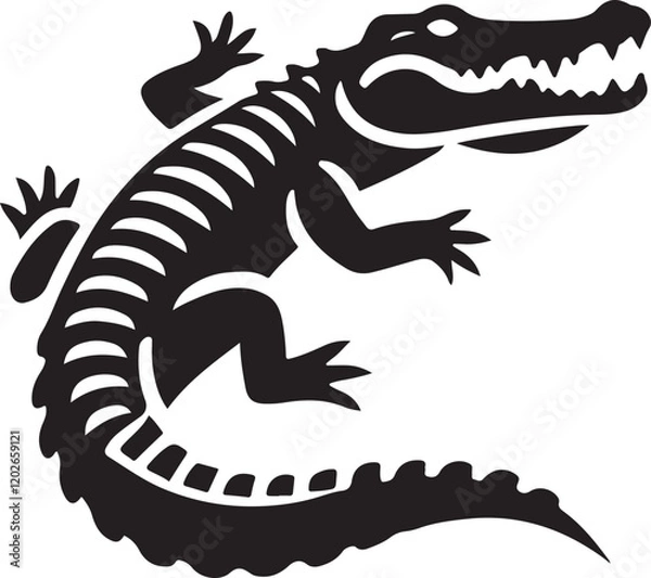 Fototapeta Alligator icon silhouette vector with white background