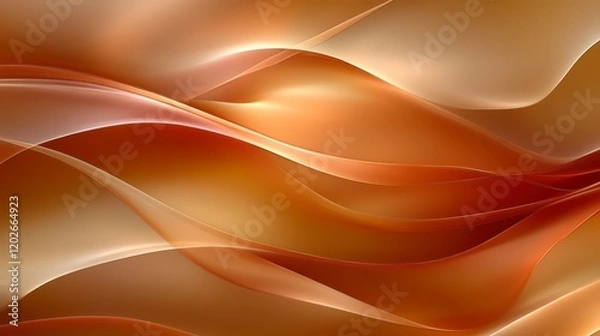 Fototapeta Abstract Background with Smooth Golden Brown Waves and Swirls