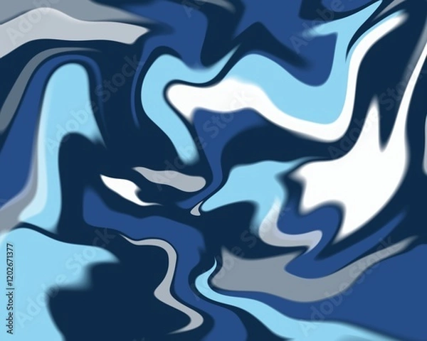 Fototapeta Marble effect abstract blue background with waves texture liquid