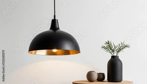 Fototapeta Modern Pendant Lamp with Matte Black and Gold Finish