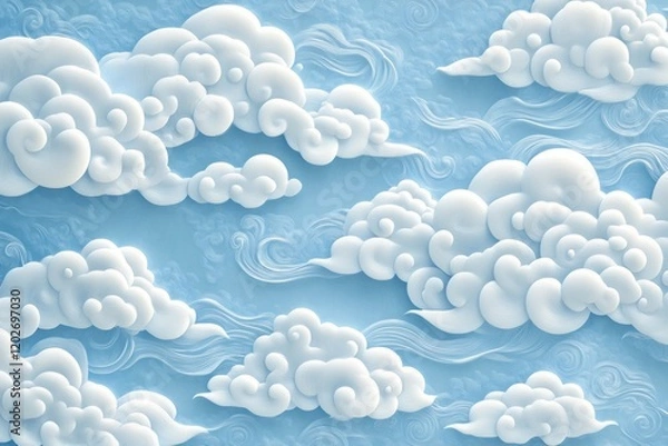 Obraz Stylized clouds on a light blue background