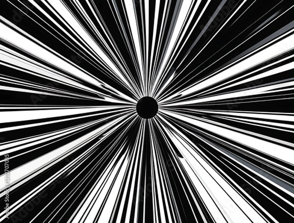 Fototapeta Futuristic Light Warp with Long Exposure Glow, Radial Motion Blur, and Sci-Fi Speed Lights, Glowing Neon Trails and Fast Energy Burst in Abstract Fractal Art.

