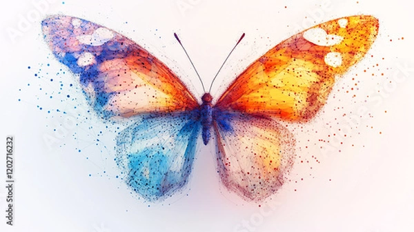 Fototapeta Colorful butterfly artwork created with intricate dot patterns and vibrant hues