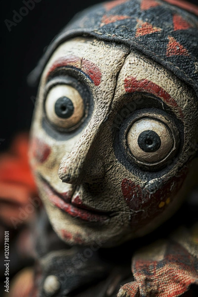 Fototapeta A Close-Up of a Finely Crafted Puppet with Expressive Features and Intricate Details