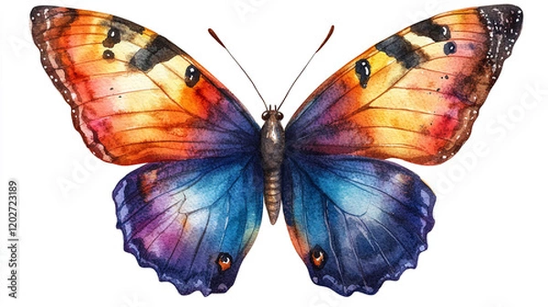 Fototapeta Vibrant butterfly showcasing colorful patterns during daytime in a natural setting
