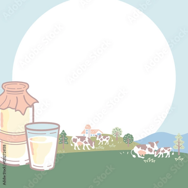 Obraz 牧場牛乳の正方形バナー素材