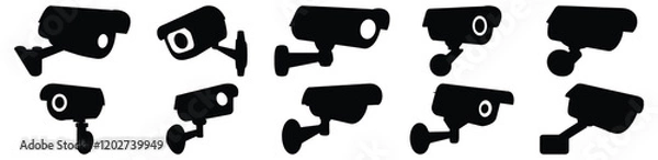 Fototapeta Camera silhouette set vector design big pack of cctv illustration and icon