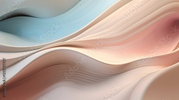 Fototapeta Elegant flowing waves of soft colors abstract art digital modern design aesthetic inspiration