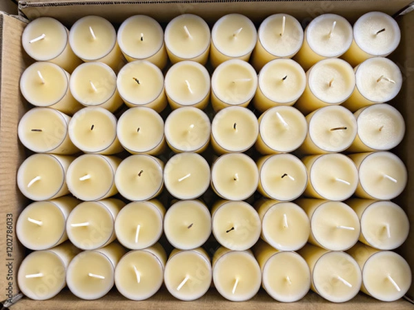 Fototapeta Candles in a box background, texture, pattern, candles, medicine, plastic, design, thread, macro