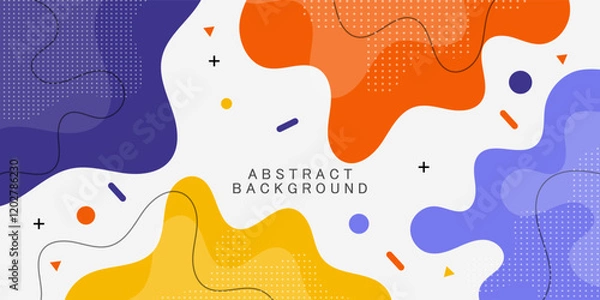 Obraz Colorful fluid shapes abstract background with trendy pattern celebration design. Bright banner concept. Eps10 vector