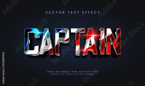 Fototapeta American captain editable vector text effect, with ancient warrior theme