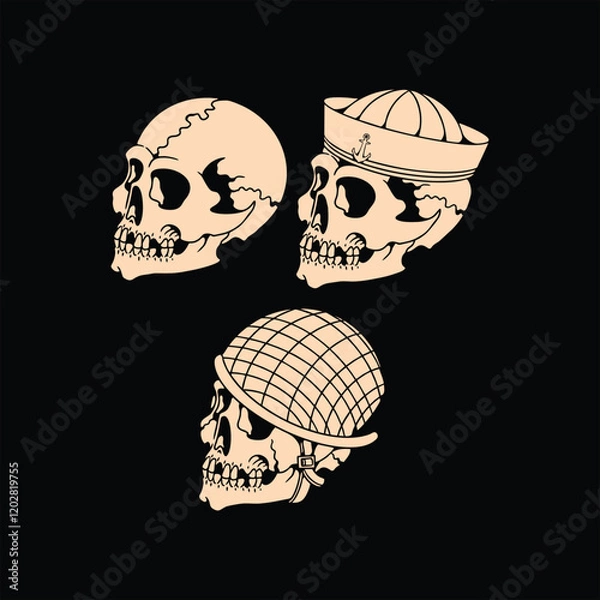 Obraz skull tattoo flash vector design
